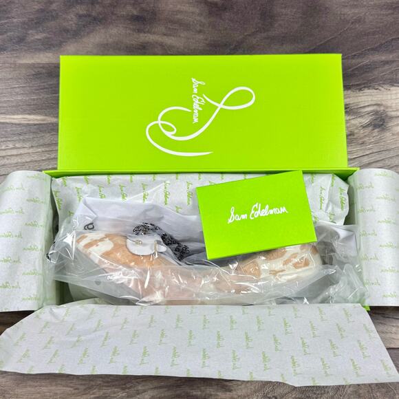 NIB Sam Edelman Felicia 8.5M Ballet Flats Printed Calf Hair Natural Ivory - Picture 8 of 9